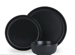 Stone + Lain Logan Stoneware 12-Piece Dinnerware Set, Black