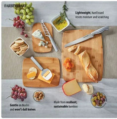 Farberware 3-Piece Kitchen Cutting Board Set Bamboo Wood