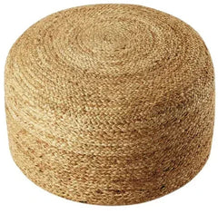 Stylehouse 100% Cotton Natural Jute Pouf, 12" H x 20" W