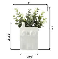 Mainstays 3" Tabletop Artificial Baby Eucalyptus in Ceramic House Planter, White