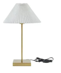 Home Decor Collection Brass Table Lamp with Pleated Shade, 21"H