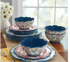 The Pioneer Woman Pretty Posies 12-Piece Stoneware Dinnerware Set