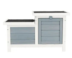 TRIXIE Weatherproof Outdoor Elevated Wooden Small Animal House with Hinged Roof, Gray