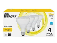Feit Electric Decade 65W Equivalent LED BR30 Flood Light Bulb, 4 pk. - Soft White