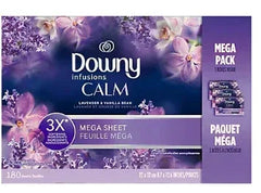 Downy Infusions Calm Mega Dryer Sheets, Lavender and Vanilla Bean, 180 ct.