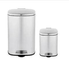 Berkley Jensen 13 Gal./2 Gal. Rectangular Step-On Trash Cans, set of 2 - Stainess Steel