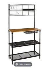 Honey-Can-Do 65" Bakers Rack with Cutting Board and Hanging Storage - Black