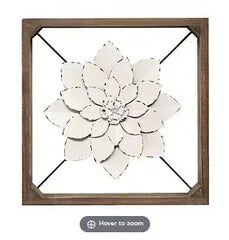 Stratton Home Decor Framed Metal Flower - White