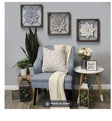 Stratton Home Decor Framed Metal Flower - White