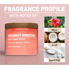 (3 pack) Shea Sugar Scrub, Coconut Hibiscus, 18 oz