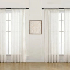 Sheer Linen Blend Curtains, Set of 4 Panels