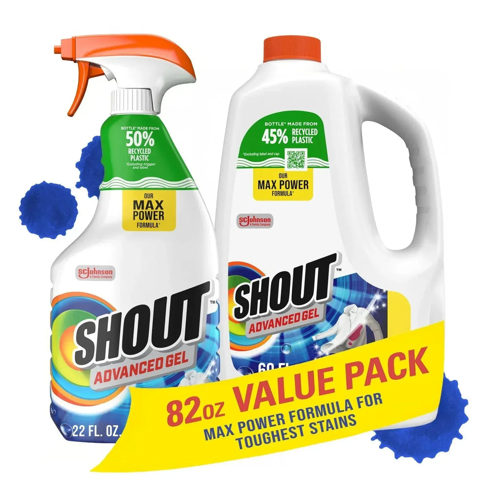 Shout Advanced Action Gel Laundry Stain Remover, 22 oz. Trigger & 60 oz. refill - USA MEGA SHOP