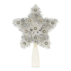 Silver Tinsel Star LED Christmas Tree Topper, 6", by Holiday Time