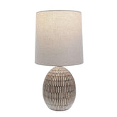 Simple Home Small Table Lamp, Bohemian Style Ceramic Carved Table Lamp with Beige Shade, 12.75" - USA MEGA SHOP