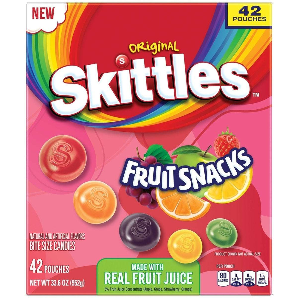 Skittles Fruit Snacks, Original, 0.8 oz, 42-count