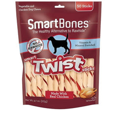 SmartBones Smart Twist Sticks, Rawhide Free Dog Chew Sticks, 50 Sticks , 9.7 Oun