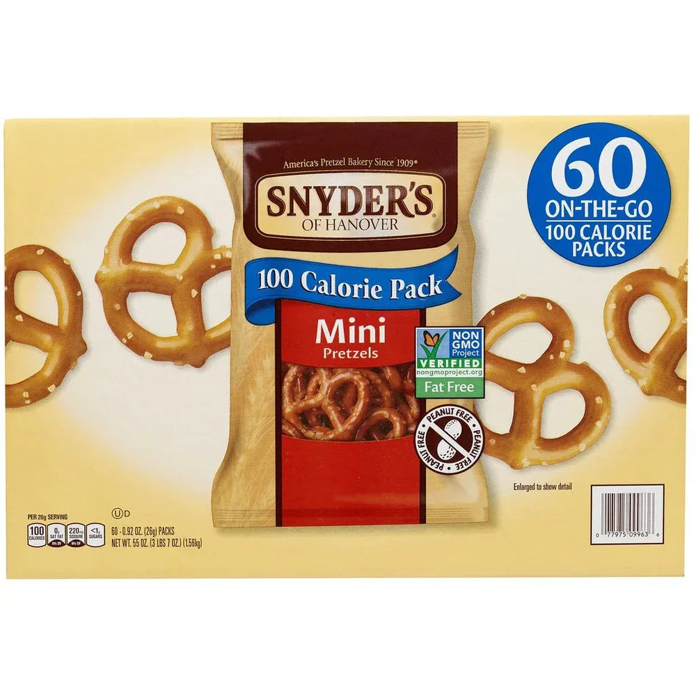 Snyder's of Hanover Mini Pretzels, 0.9 oz, 60-count - USA MEGA SHOP