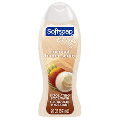 Softsoap Exfoliating Body Wash, All Skin Types, Coconut Butter, 20 fl oz Bottle