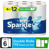 Sparkle Tear-a-Square Paper Towels, 6 Double Rolls - USA MEGA SHOP