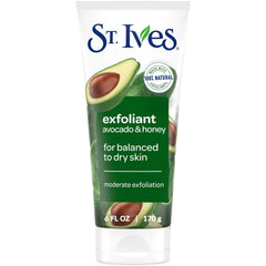 (4 pack) St. Ives Avocado & Honey Face Scrub, Moderate Exfoliating Face Wash with Natural Exfoliants, 6oz