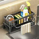 Stainless Steel Kitchen Sink Caddy, Sponge Holder with Drain Tray, Brush Holder, Soap Dispenser Organizer - Brands For Less USA