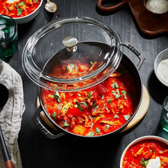 Staub Cast Iron 4-Quart Round Cocotte With Glass Lid