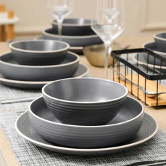 Stone + Lain Lauren 12-piece Stoneware Dinnerware Set - USA MEGA SHOP