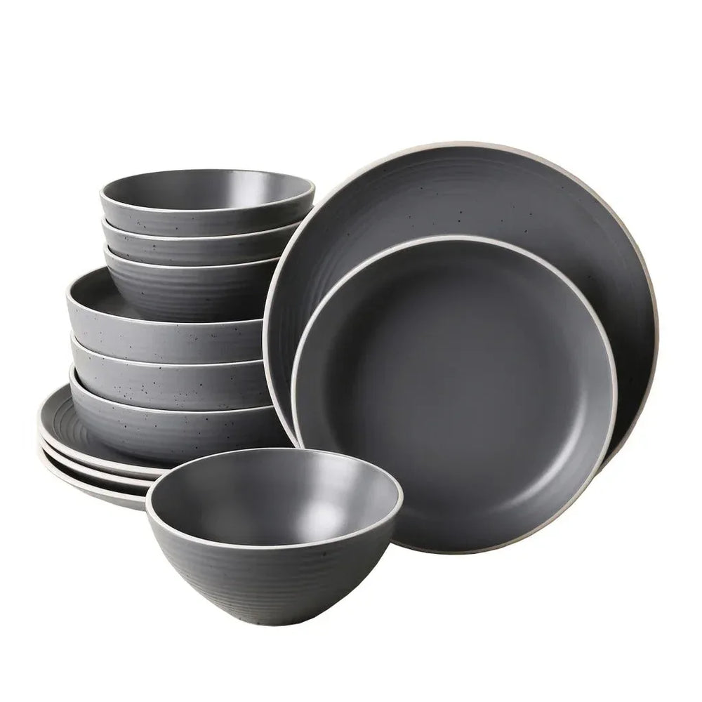Stone + Lain Lauren 12-piece Stoneware Dinnerware Set - USA MEGA SHOP