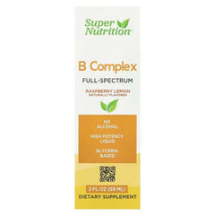 Super Nutrition, B Complex Full Spectrum with Vitamin B12, Pantothenic Acid, Biotin, and Niacin, Raspberry Lemon, 2 fl oz (59 ml) - USA MEGA SHOP