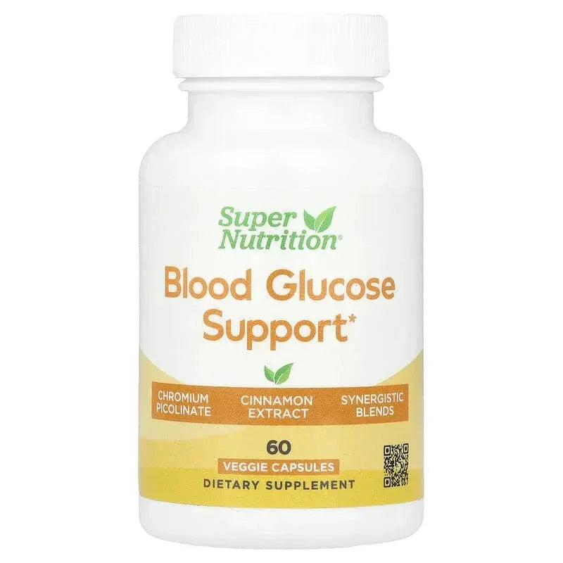Super Nutrition, Blood Glucose Support with Chromium Picolinate, Cinnamon, Fenugreek, and Grape Extracts, 60 Veggie Capsules - USA MEGA SHOP