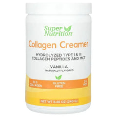 Super Nutrition, Collagen Creamer with Hydrolyzed 1 & 3, Calcium, Protein, and Iron, Vanilla, 8.46 oz (240 g) - USA MEGA SHOP