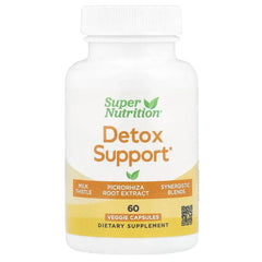 Super Nutrition, Detox Support with Milk Thistle Extract, Picrorhiza Root Extract, Turmeric Extract, Dandelion Powder and Digestive Blend, 60 Veggie Capsules - USA MEGA SHOP