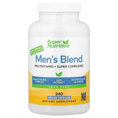 Super Nutrition, Men's Multivitamin with Super Adaptogens, Greens, Spices, and Vitamin A, Iron Free, 240 Veggie Capsules