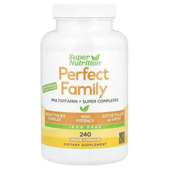 Super Nutrition, Perfect Family Multivitamin + Vitamin A, Methyl B12, Folate, Vitamin C, and Biotin, Iron Free, 240 Veggie Capsules