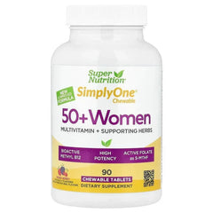Super Nutrition, Simply One®, 50+ Women Multivitamin + Supporting Herbs, Mixed Berry , 90 Chewable Tablets
