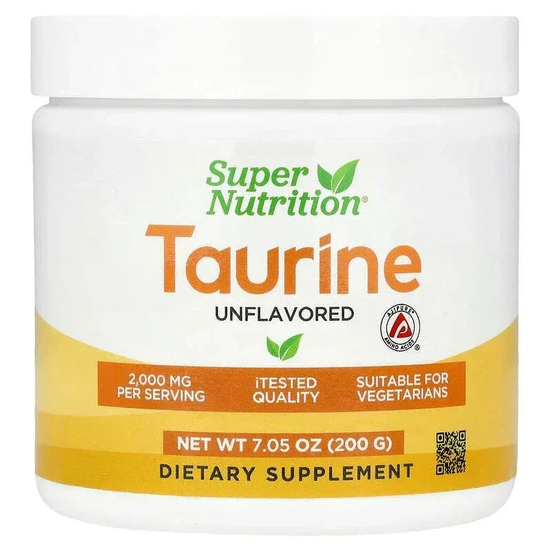 Super Nutrition, Taurine, Unflavored, 7.05 oz (200 g) - USA MEGA SHOP