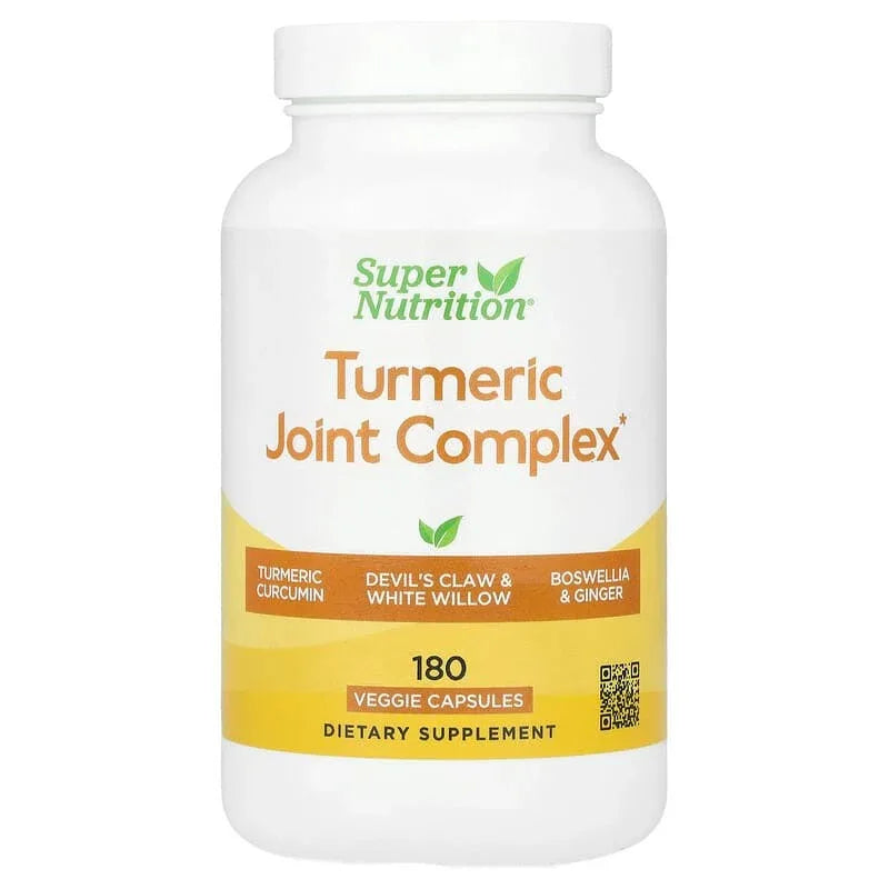 Super Nutrition, Turmeric Joint Complex with Devil's Claw Extract, Boswellia Extract, White Willow Extract, and Ginger Extract, 180 Veggie Capsules - USA MEGA SHOP
