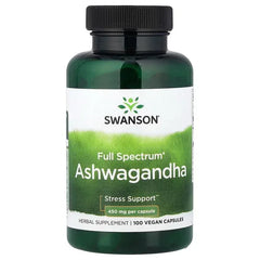 Swanson Full Spectrum Ashwagandha - 450mg Vegan Capsules for Stress Relief & Wellness