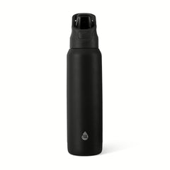 TAL 32oz Stainless Steel Dual Sport Water Bottle with Silicone Straw and Lock Lid, Black