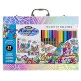 RoseArt Timeless Creations 37 Piece Coloring Case, Books, Color Pencils, and Markers, Holiday Gift for Kids, Ages 6+