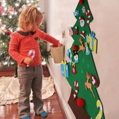 TETOU 3Ft DIY Felt Christmas Tree for Kids, Felt Xmas Tree Set with 26pcs Ornaments, Christmas Decorations Indoor Wall Hanging Kids Gift - USA MEGA SHOP