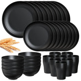 TINANA Wheat Straw Dinnerware Sets, Service for 8, 32 PCS Unbreakable Dinnerware,Microwave Dishwasher Safe - USA MEGA SHOP