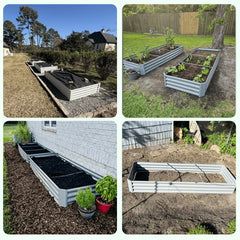 TRAMULL 2 Pack 8x3x1ft Metal Galvanized Raised Garden Bed for Vegetables Flowers Ground Planter Box (Gray)