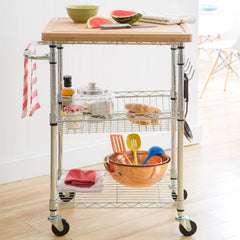 TRINITY EcoStorage Bamboo Top Kitchen Cart - USA MEGA SHOP