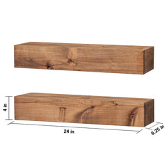 TRINITY Farmhouse Floating Shelf in Walnut, 2-pack - USA MEGA SHOP