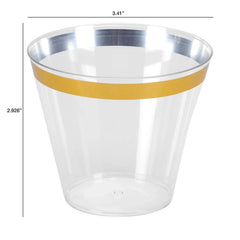 Tableluxe Premium Gold Rimmed Clear Plastic Tumbler, 9 fl. oz, 48 ct. - USA MEGA SHOP