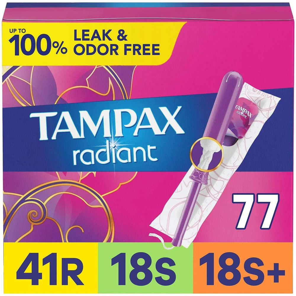 Tampax Radiant Tampons Trio Pack, Unscented, 77 ct. - USA MEGA SHOP