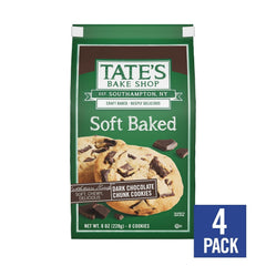 Tate's Bake Shop Soft Baked Cookies Dark Chocolate Chunk, 4 x 8 oz Bags
