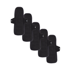 The Period Company. The Reusable Pantyliner in Organic Cotton, Black, 5 Pack