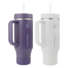 ThermoFlask 40 oz Insulated Stainless Steel Tumbler with Handle and Straw Lid, 2-pack